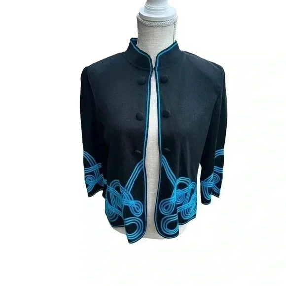 MING WANG WOMEN’S BLACK AND GREEN LUXURY SWEATER•SIZE M•GREAT QUALITY• - Picture 8 of 12